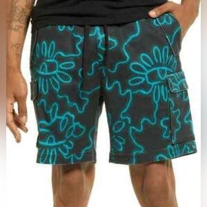 Nordstrom Cristina Martinez men’s Cargo‎ Shorts pockets Black print size XL